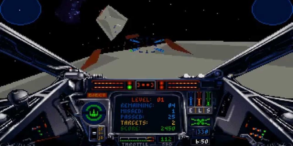 The cockpit in X-Wing Star Wars video game