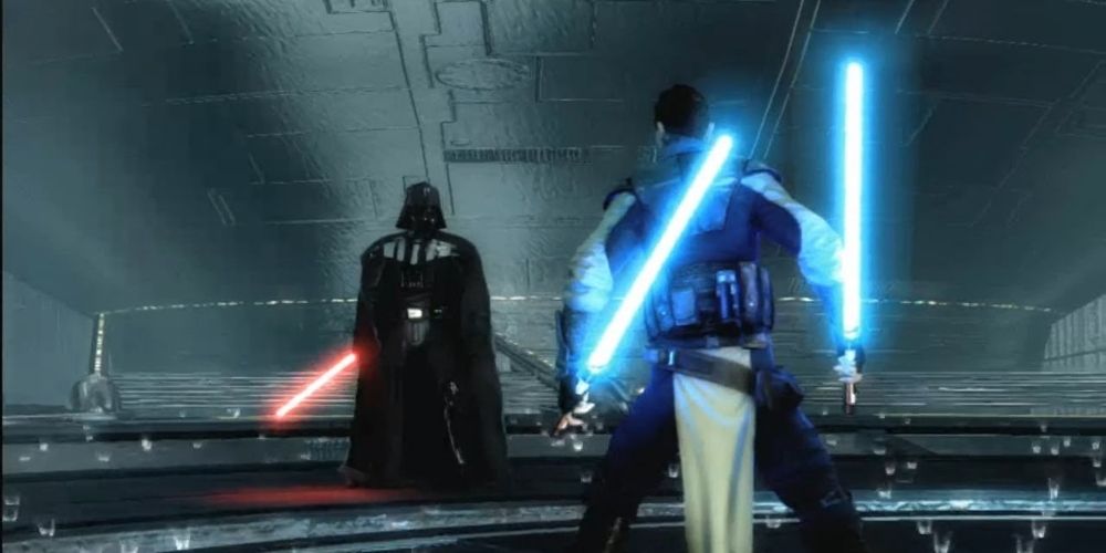 Starkiller confronting Vader in Star Wars: The Force Unleashed II