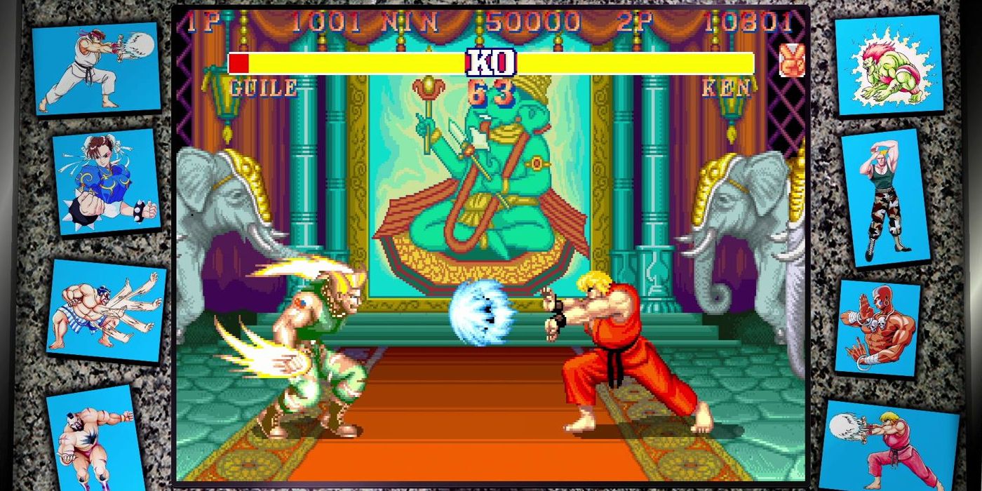 Guile and Ken performing their special movies in Street Fighter II 30th Anniversary Version.