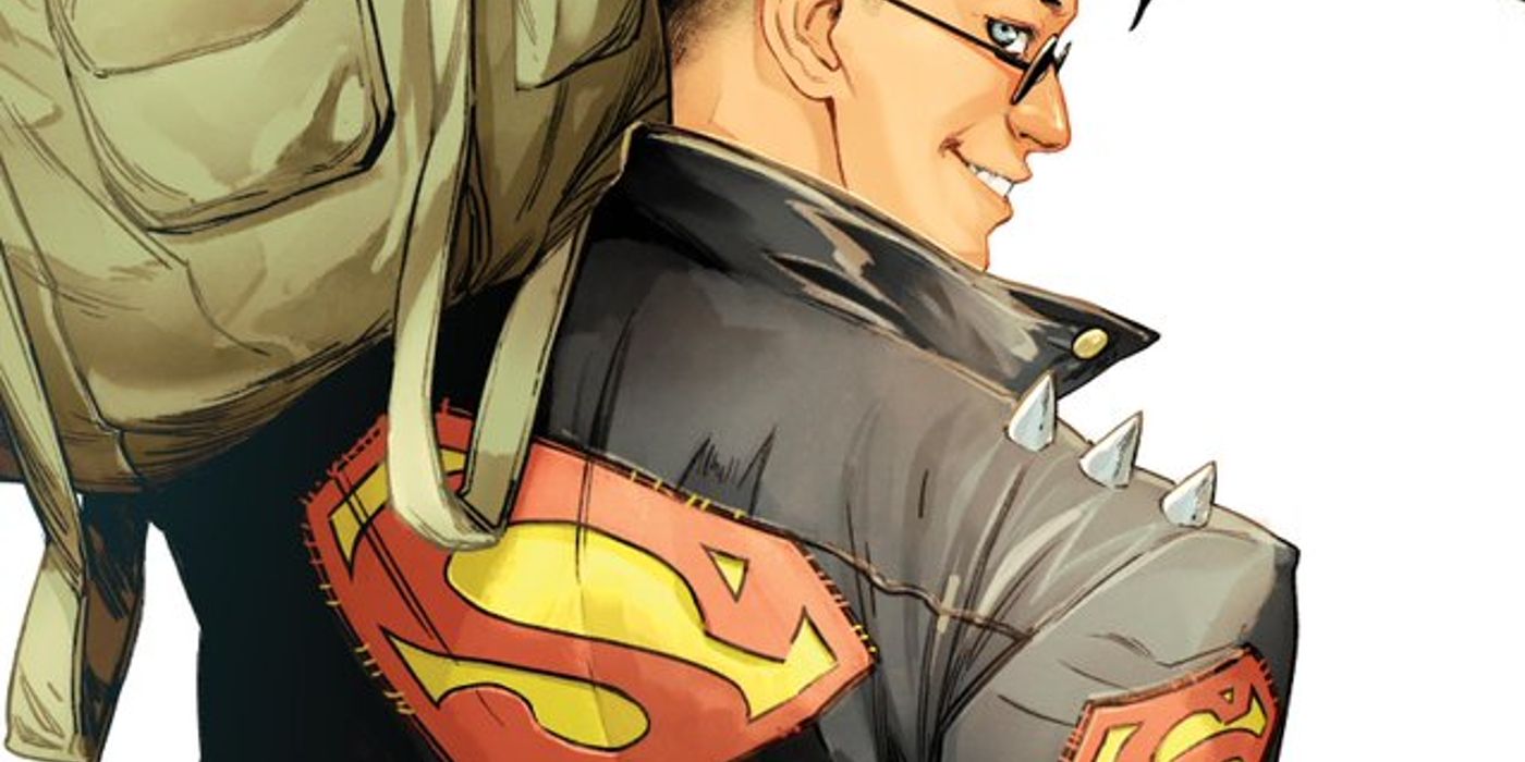Superboy carrying a duffel bag and looking over his shoulder in Superboy: Man of Tomorrow by DC Comics