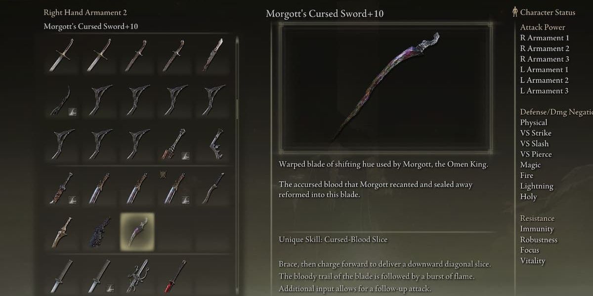 Espada Elden Ring Espada Amaldiçoada de Morgott