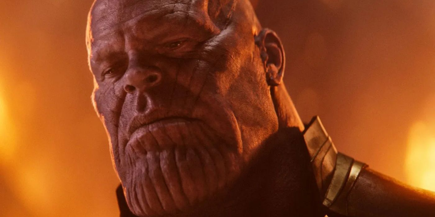 A close-up of Thanos (Josh Brolin) with a serious expression in Avengers: Infinity War