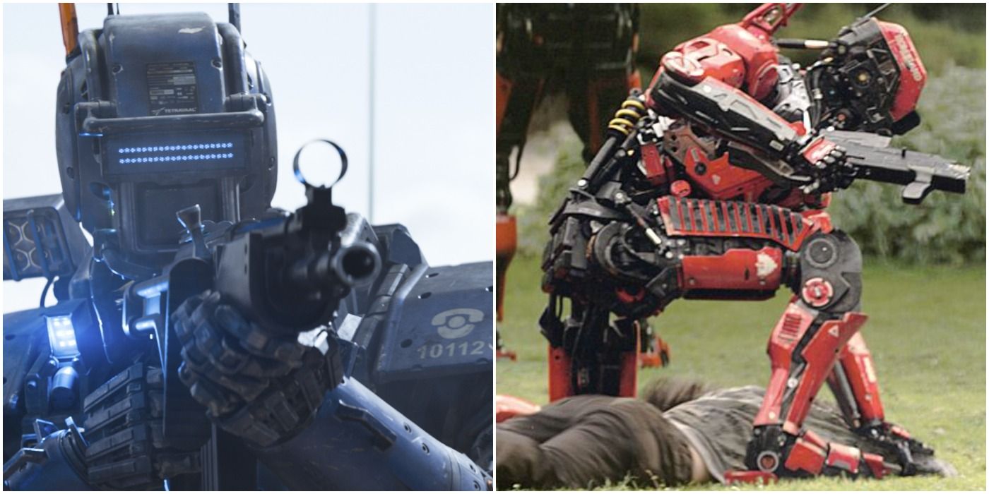 The security robots abuse their power in Chappie and Elysium