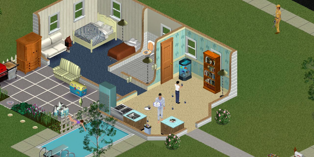 Sims leaving a mess around their home in The Sims 1