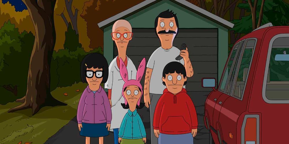 The Belchers at the haunted house from Bob's Burgers