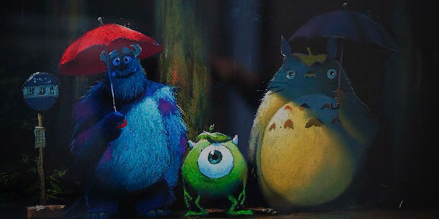 Studio Ghibli Shares Totoro, Monsters Inc. Crossover Artwork Gift from Pixar