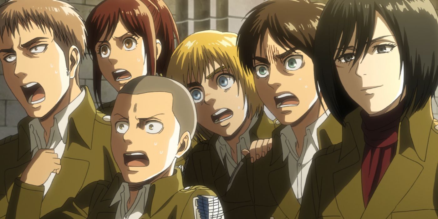 The Survey Corps reacts to Levi getting punched in Attack on Titan. 
