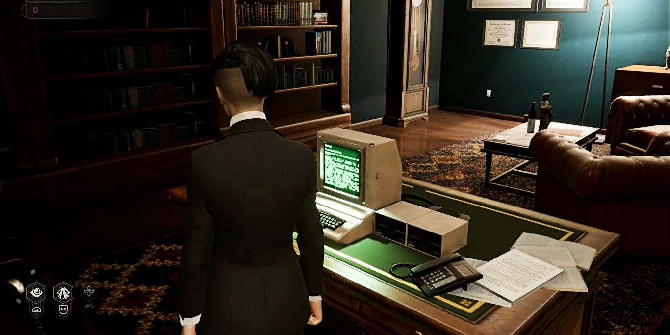 Screenshot depicting Leysha exploring Dr. Richard's office in Red Salon, as seen in Vampire: The Masquerade - Swansong.