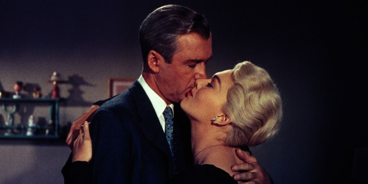 Alfred Hitchcocks's Vertigo film features the two leads kissing