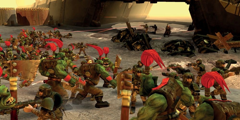 Orks fighting the Imperial Guard Warhammer 40,000 Dawn of War