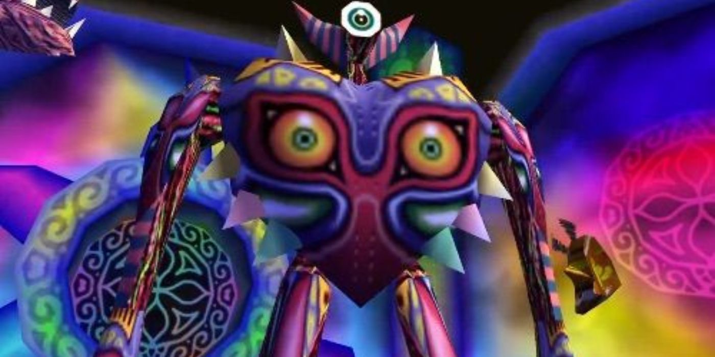 Majora from The Legend of Zelda: Majora's Mask staring.