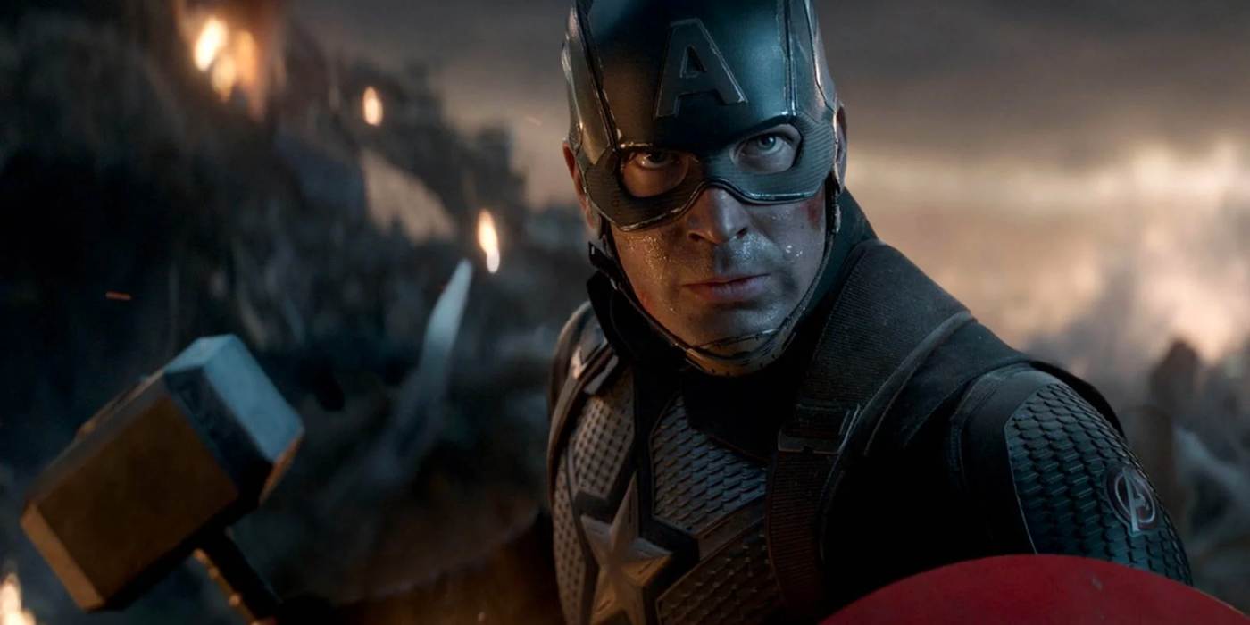 Captain America Lifting Mjolnir in Avengers: Endgame