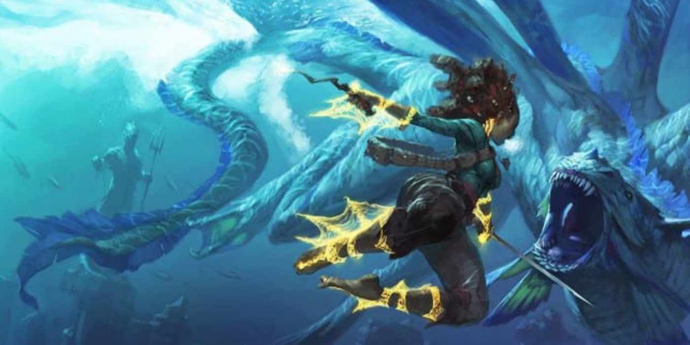 dnd characters fighting underwater