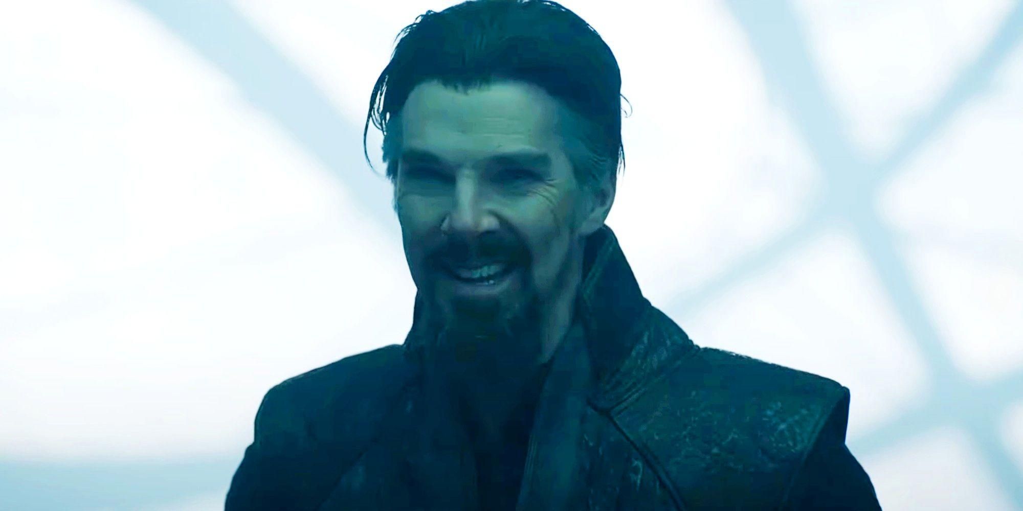 Evil Strange smiles in Doctor Strange: Multiverse of Madness