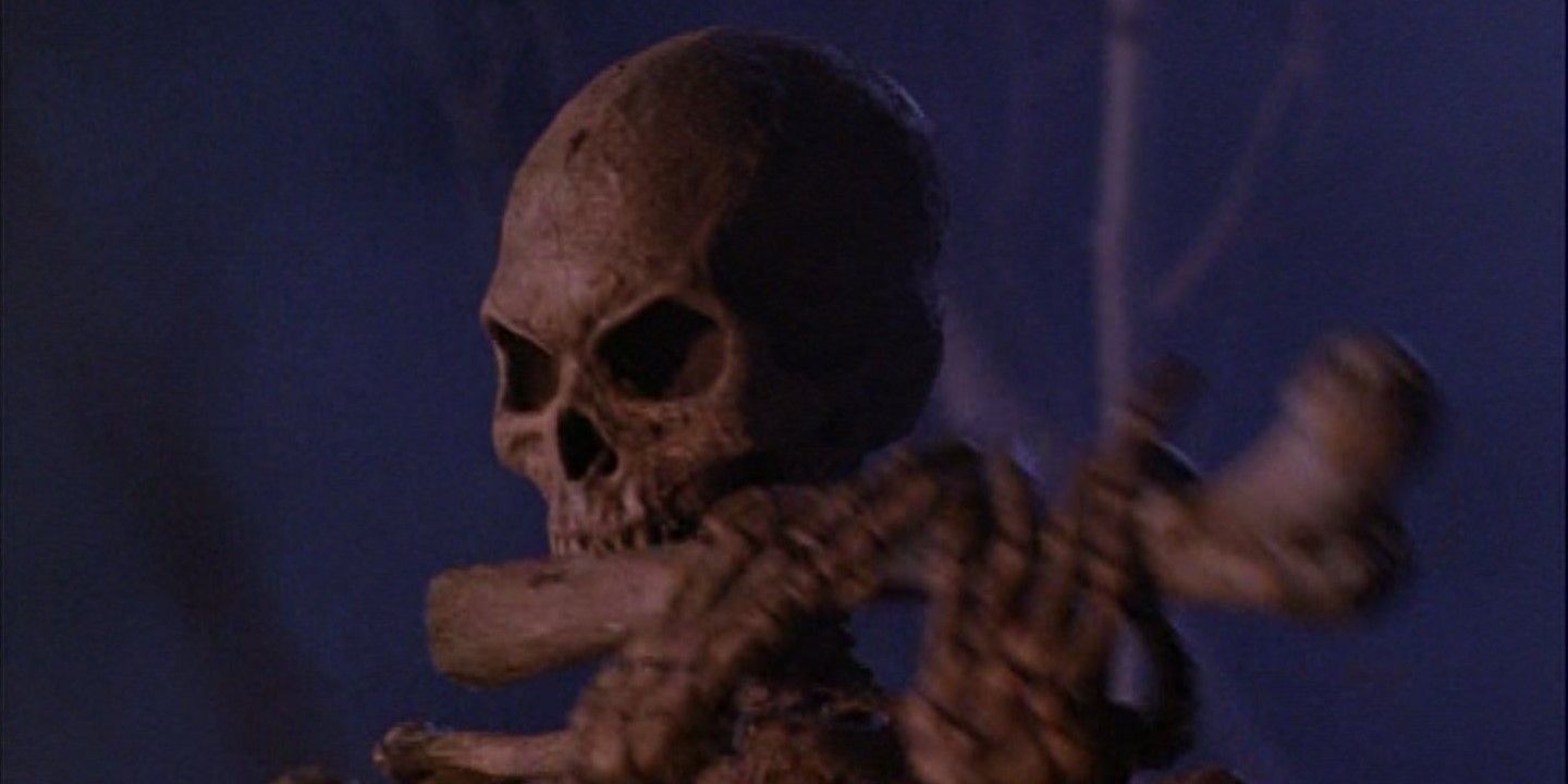 A skeleton playing its bones as a flute in Army of Darkness