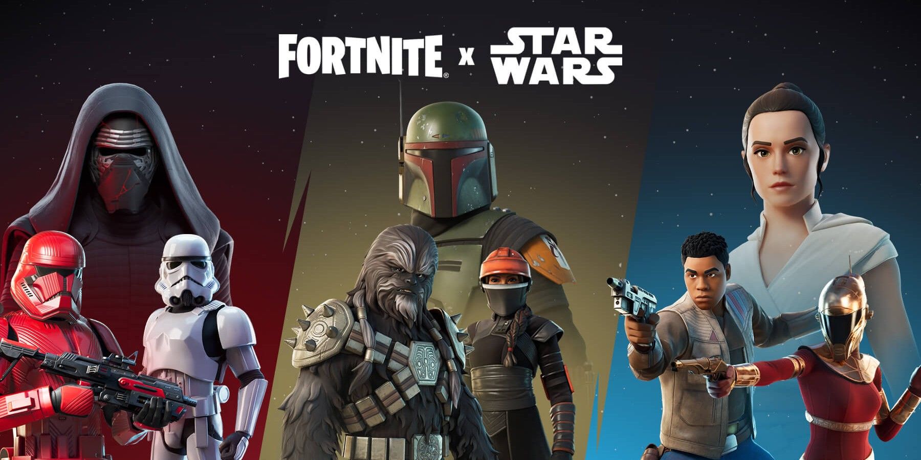 Limited Star Wars crossover costumes in Fortnite.