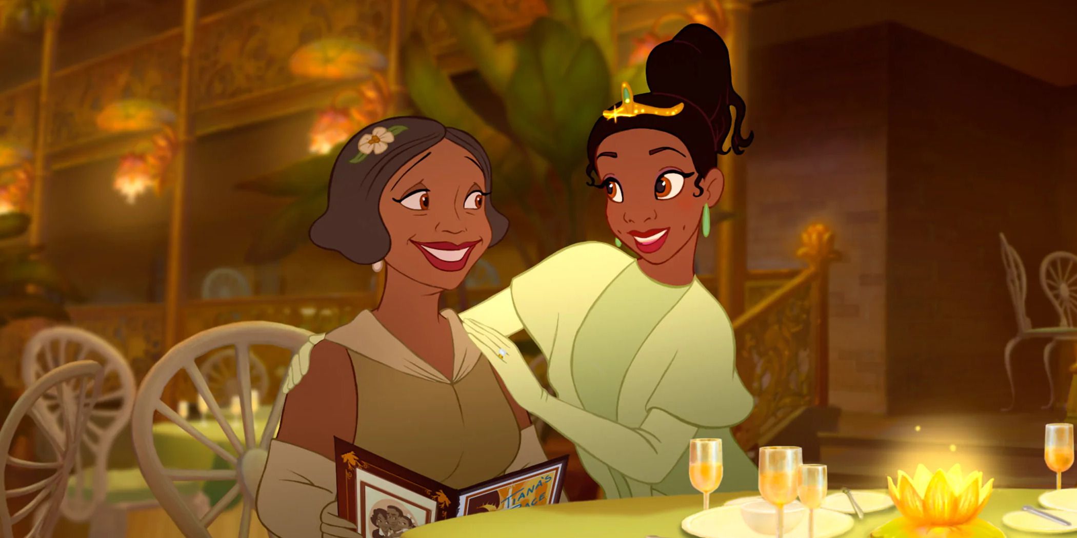 Tiana and her mother at her and Naveen's restaurant in Princess and the Frog