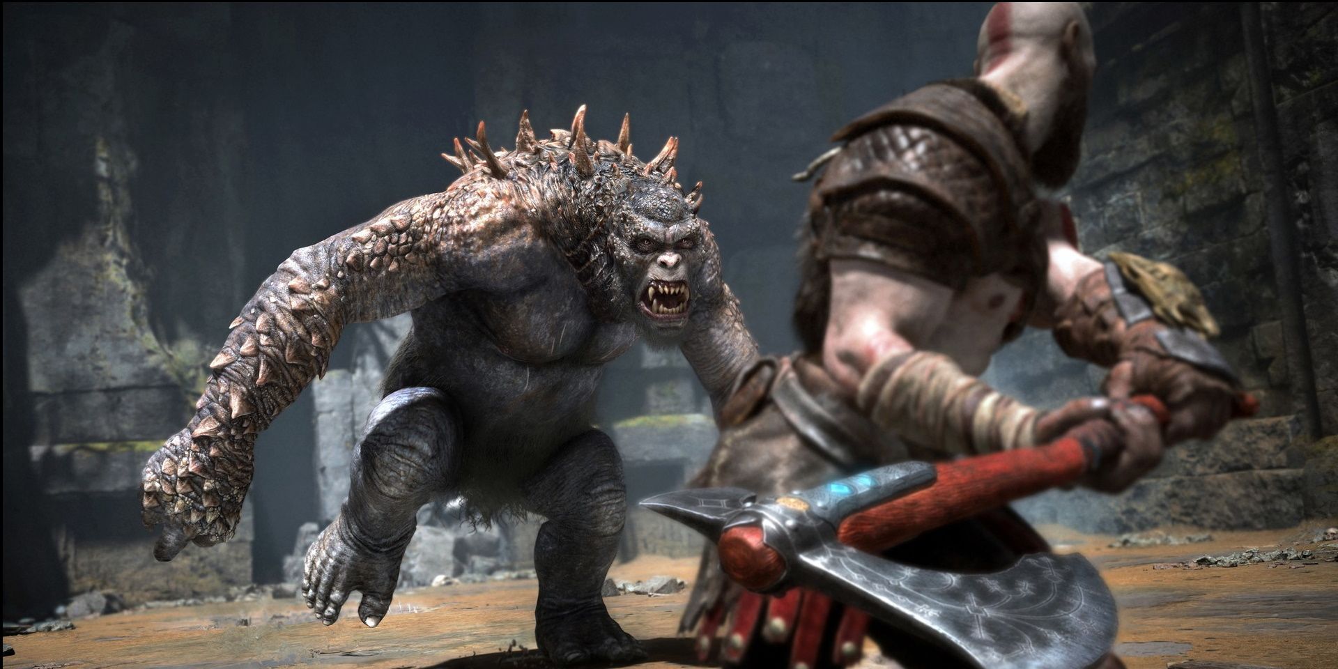 god of war 2018 - kratos battles an ogre