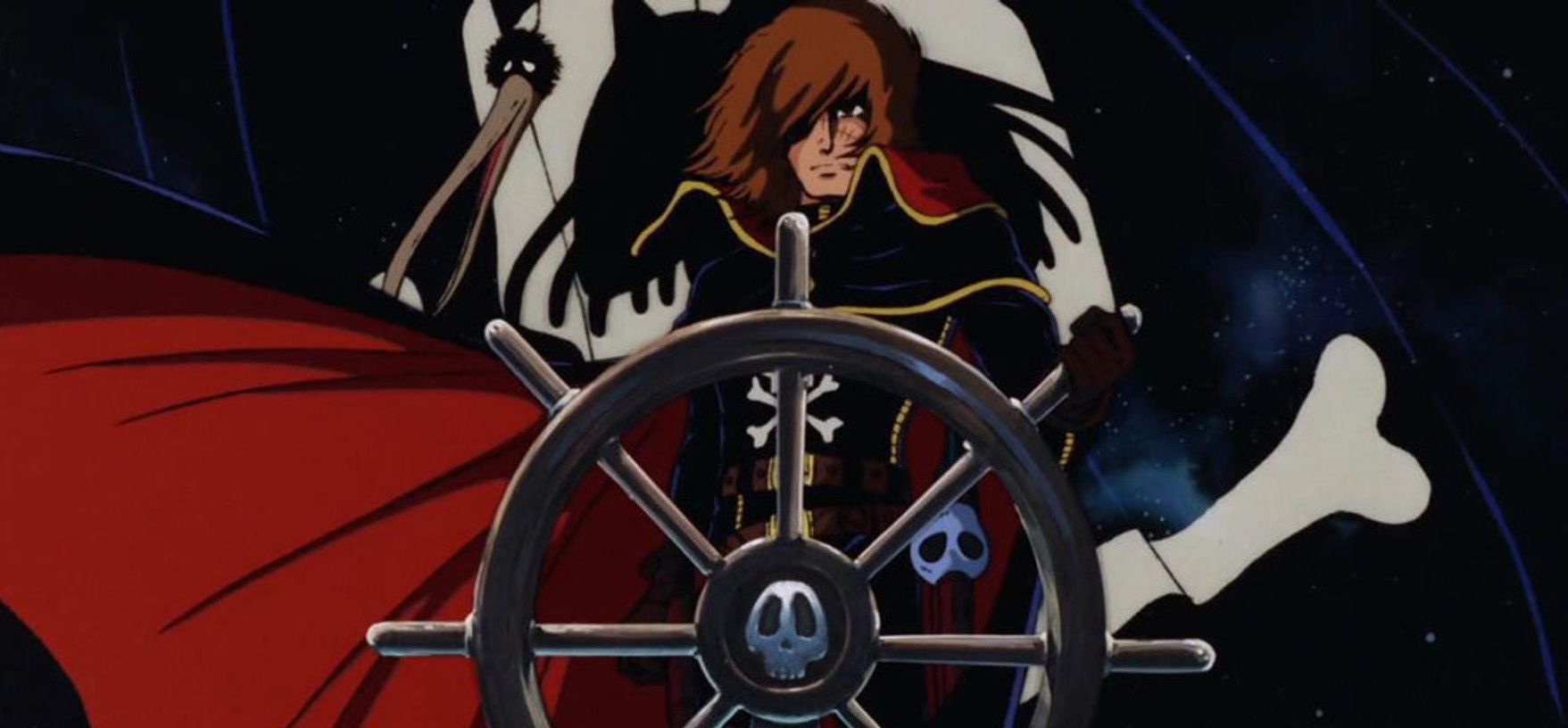 Captain Harlock at the helm of the Arcadia.