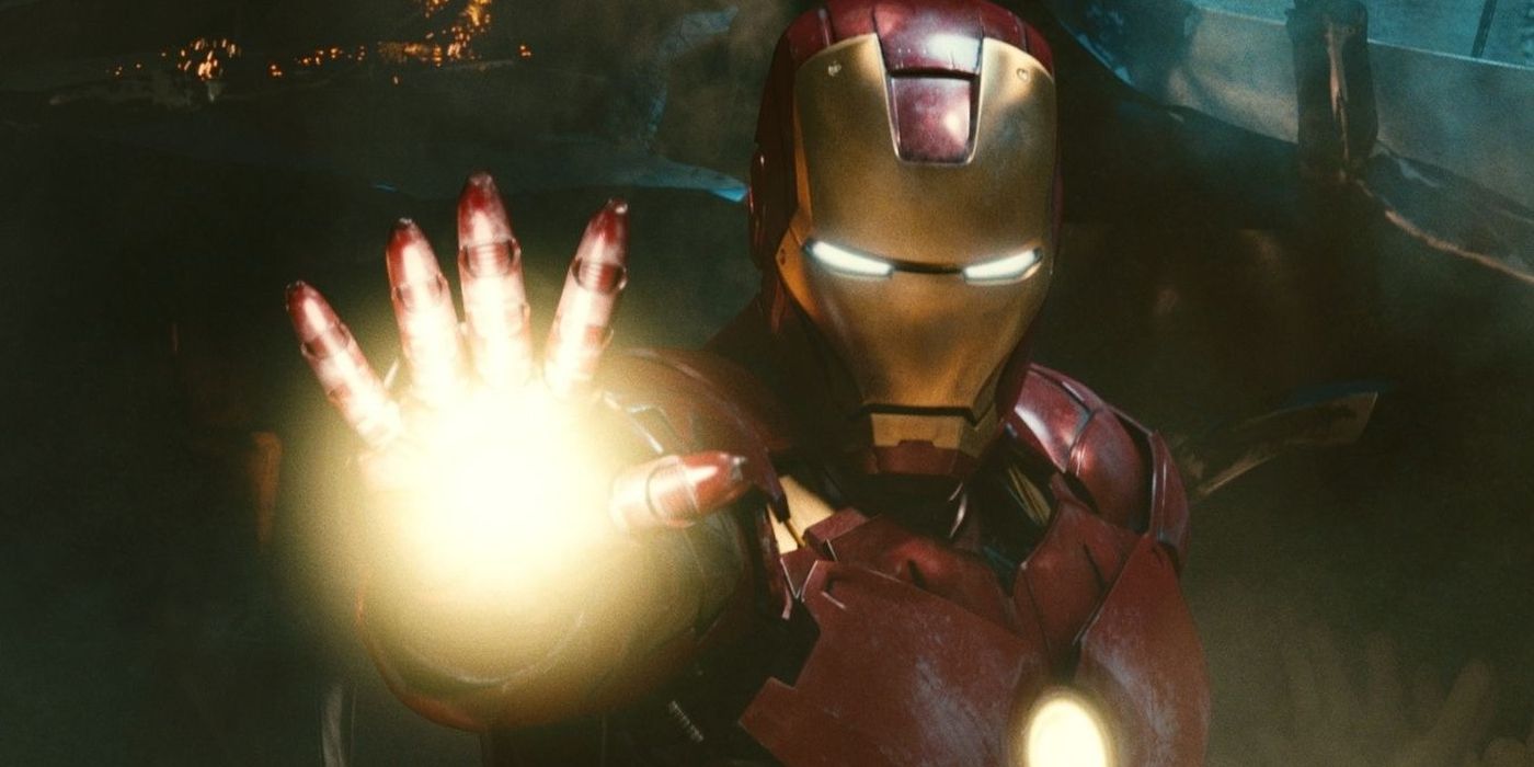 Iron Man using his repulsor in Iron Man 2.