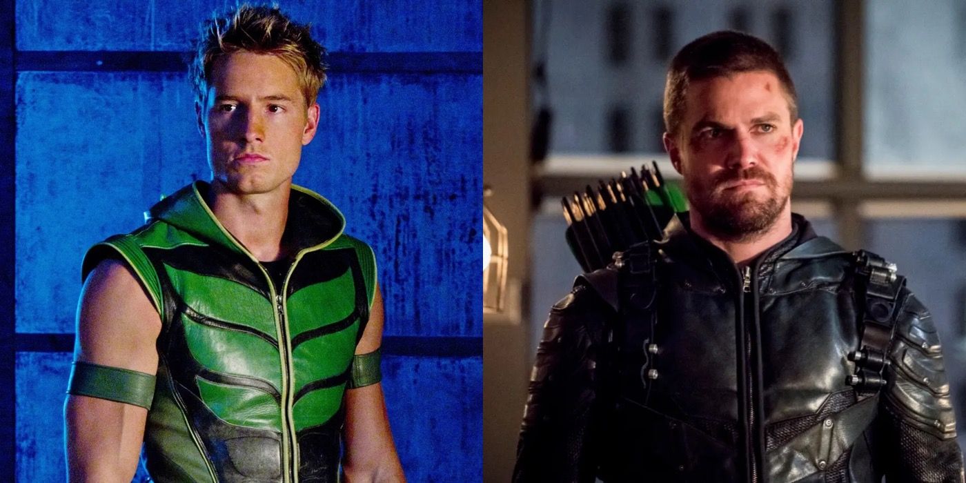 justin hartley and stephen amell as green arrow