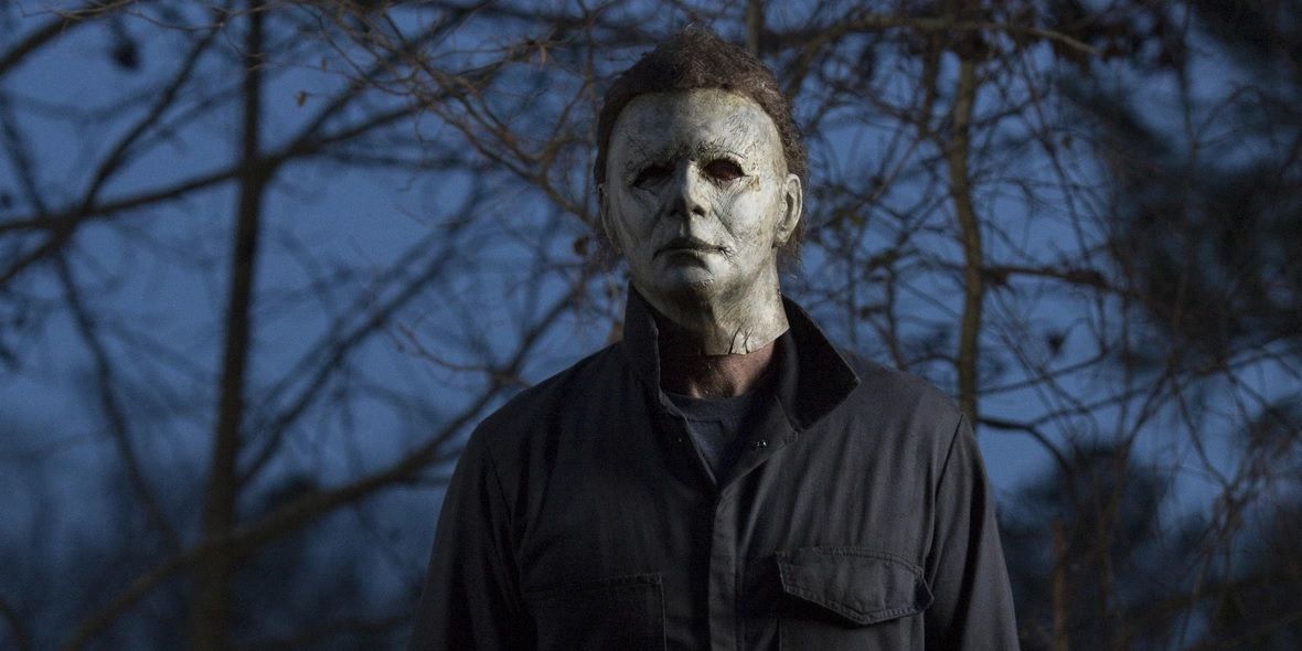 Michael Myers from the Halloween franchise, staring silently