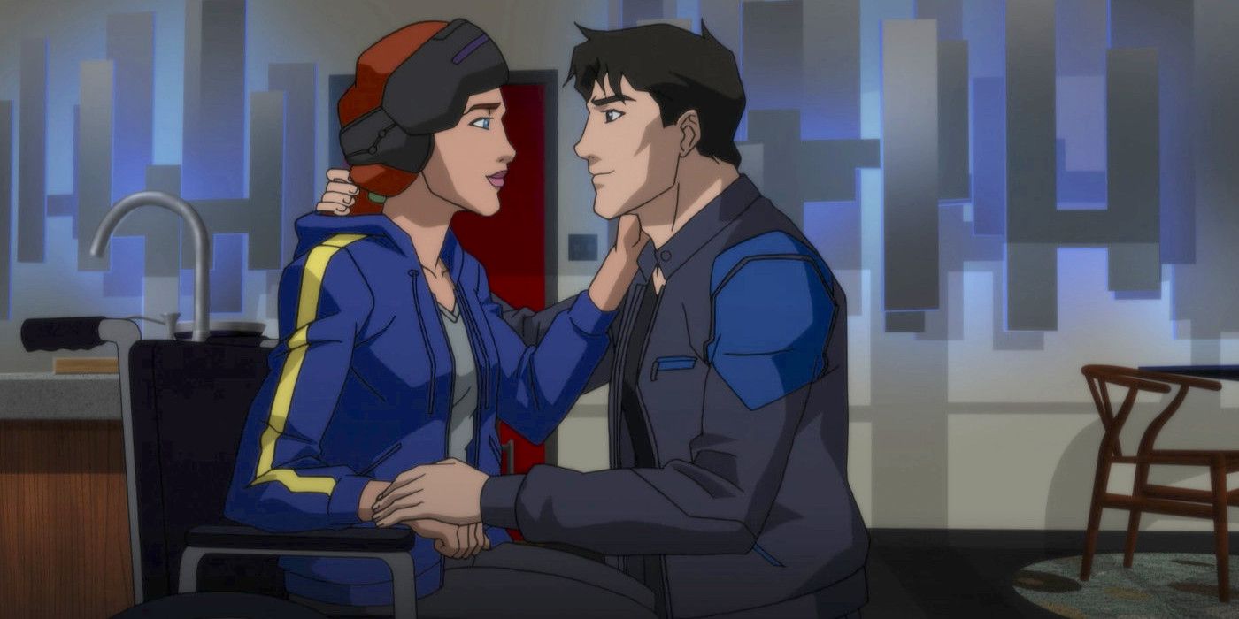 Nightwing kisses Barbara in Young Justice