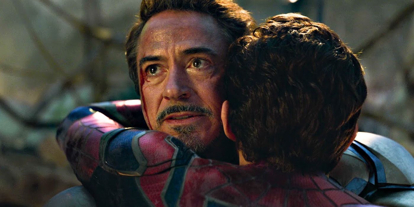 Peter and Tony hugging, Endgame