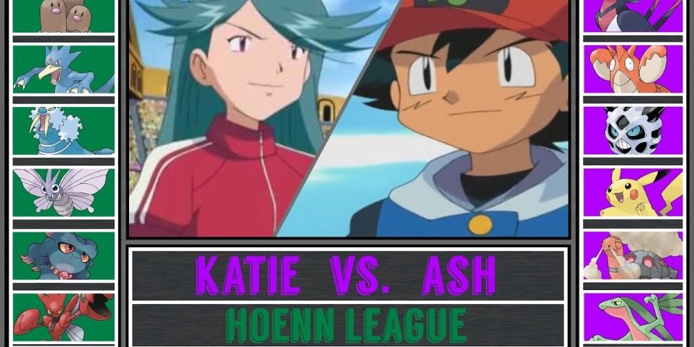 Ash and Katie facing off in the Pokémon anime.