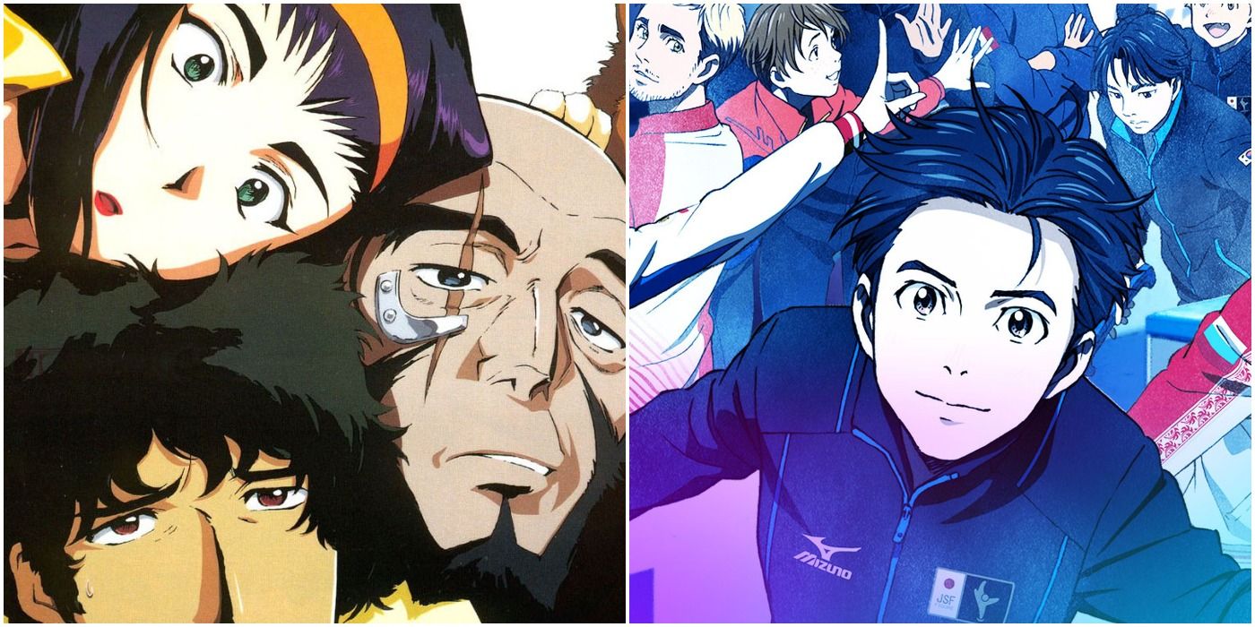 split image of Cowboy Bebop and Yuri on Ice