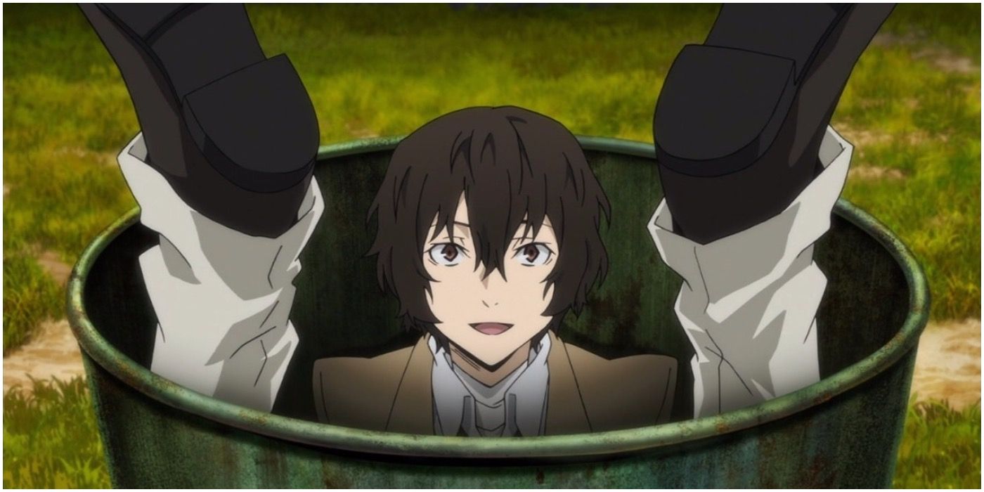 Dazai Osamu in an oil drum- Bungou Stray Dogs.