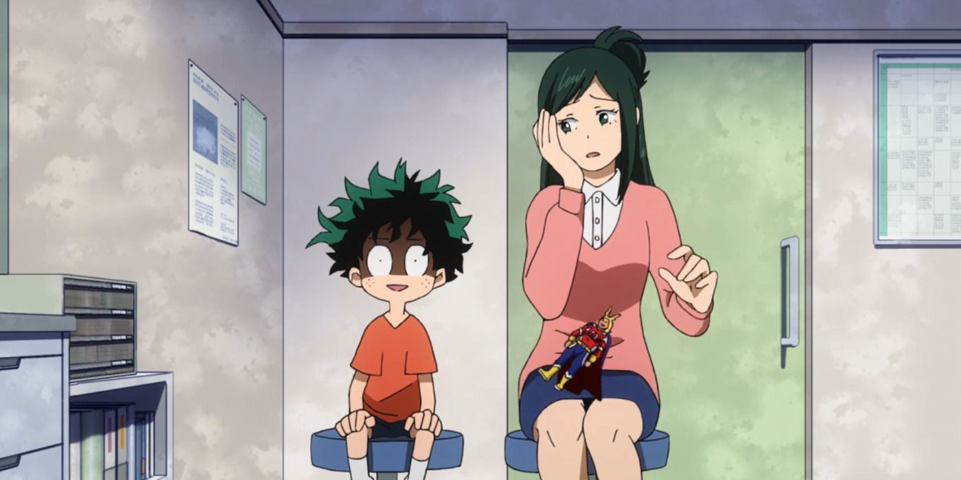 Midoriya at the doctor with his mother.