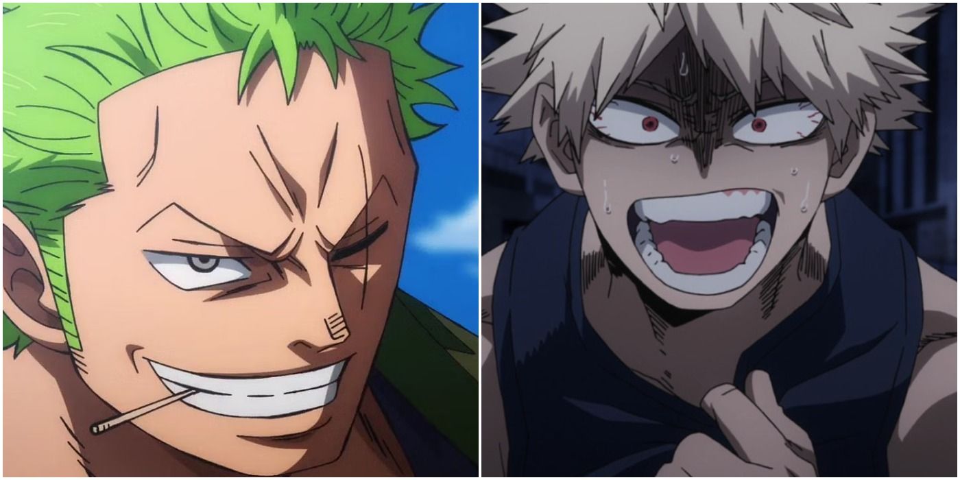 split image of Zoro and Bakugo