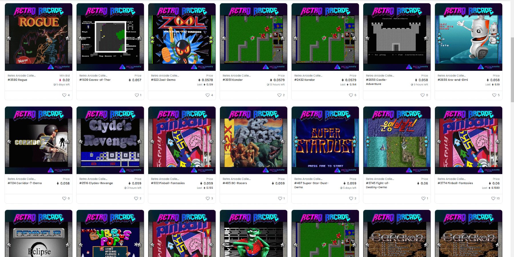 MetaGravity's Retro Arcade Collection of NFTs