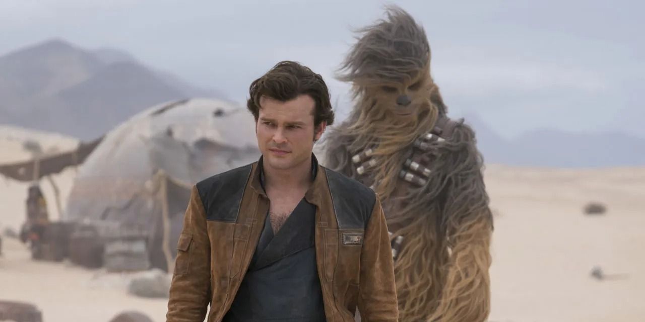 Han and Chewie walk in the desert in Solo: A Star Wars Story.