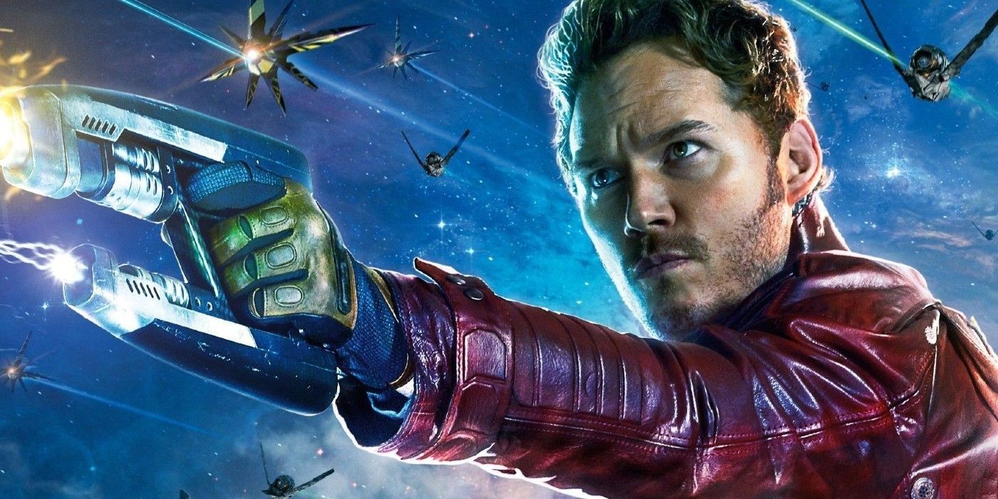 Star-Lord fighting on the Guardians of the Galaxy movie poster.