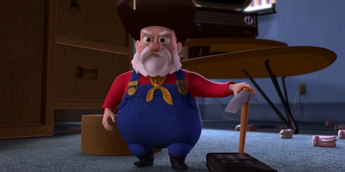 Stinky Pete turning the TV off in Toy Story 2.