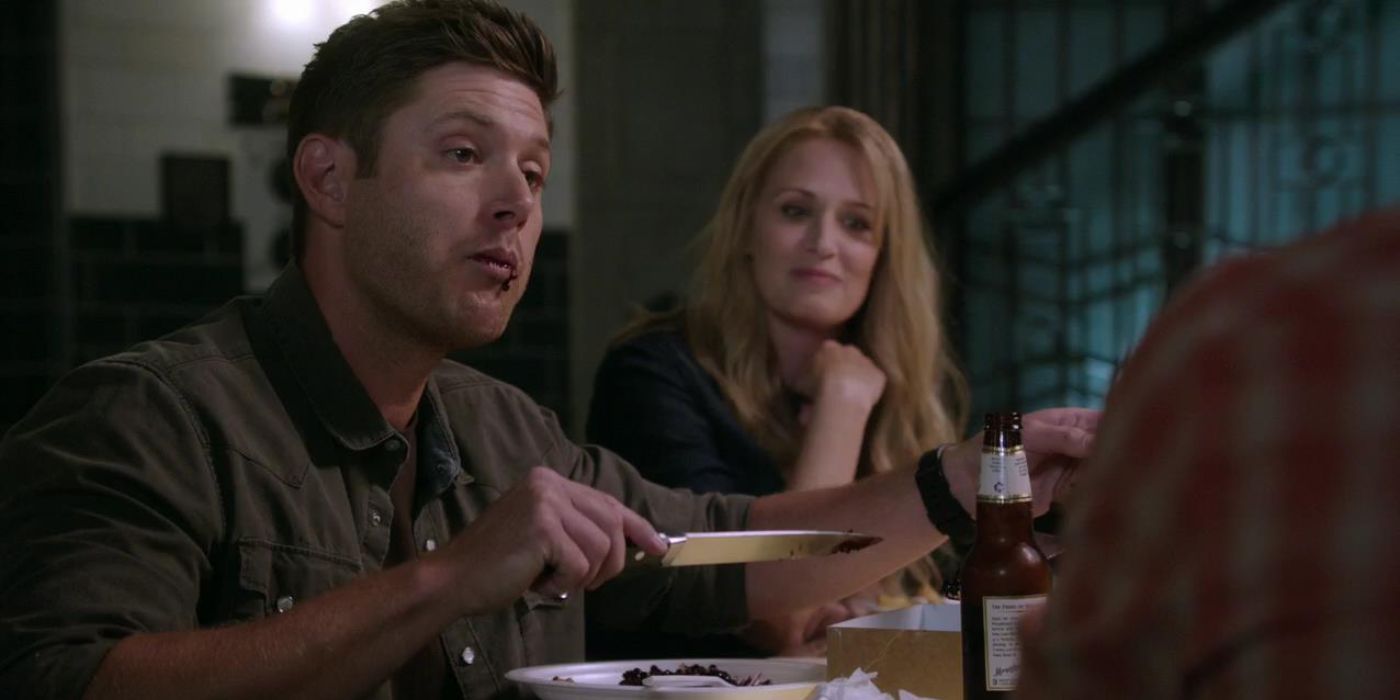 Dean eating pie in Supernatural