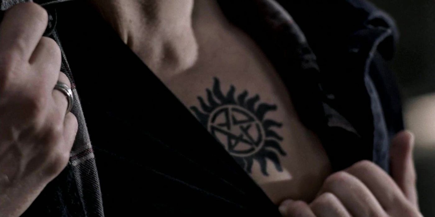 Tattoo uploaded by Leanne Sarah • Supernatural 'Anti-Possession' Symbol.  #spnfamily #dotwork #pentagram • Tattoodo