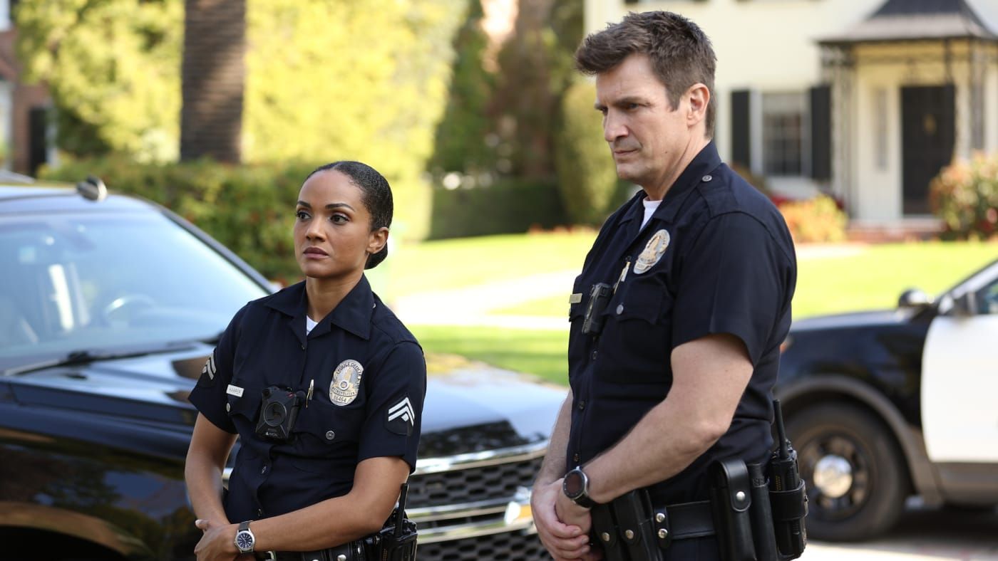 Image of "The Rookie" characters John Nolan and Nyla Harper 