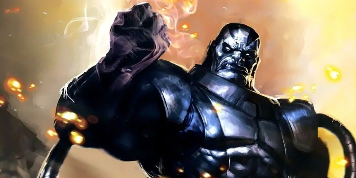 Apocalypse holding up his smoking fist and sneering in Marvel Comics