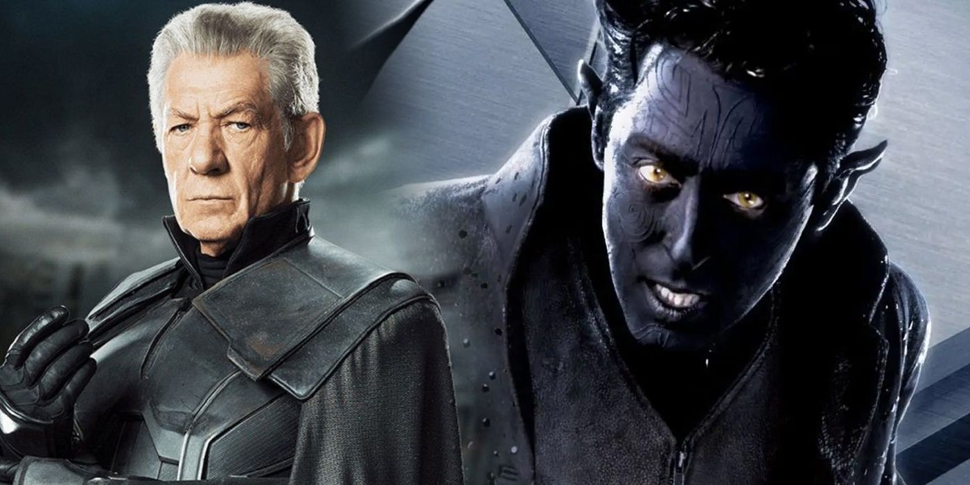 Ian McKellan as Magneto and Alan Cumming as Nightcrawler split image