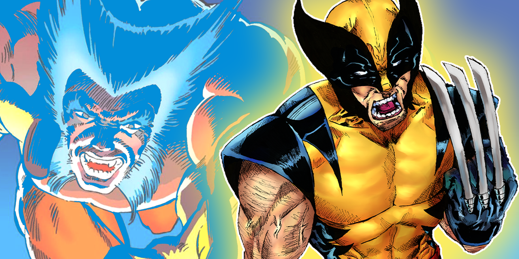 Wolverine from Marvel Comics split image