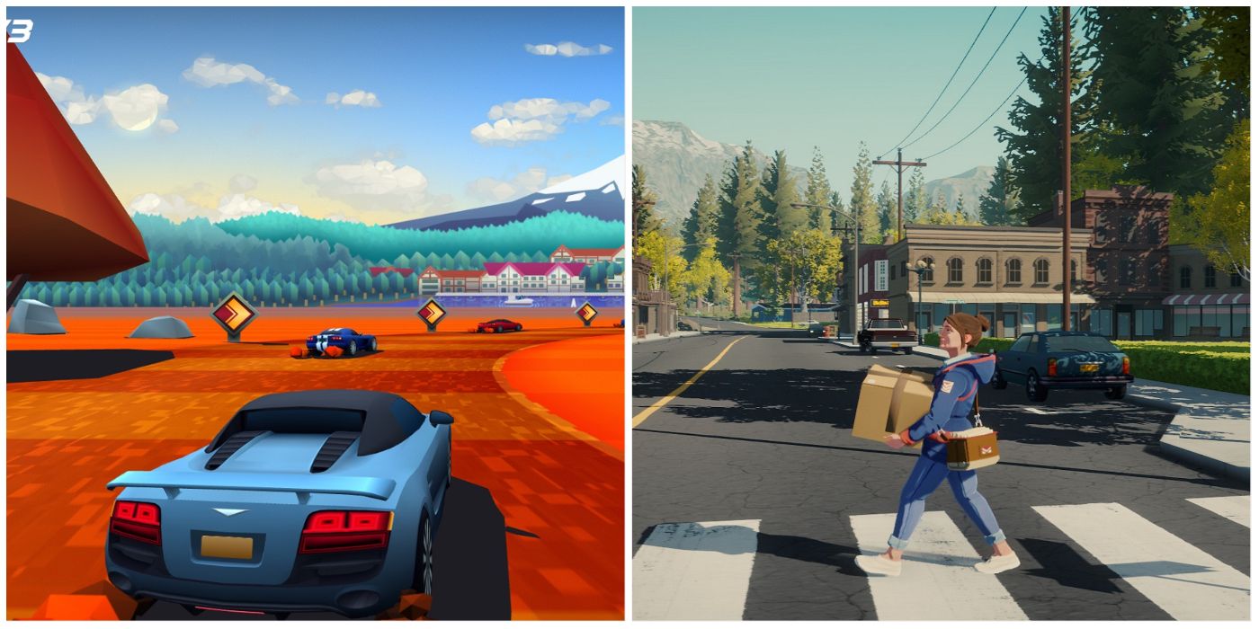 A feature image for underrated games featured in the 2022 Steam Summer Game, with Horizon Chase Turbo and Lake.