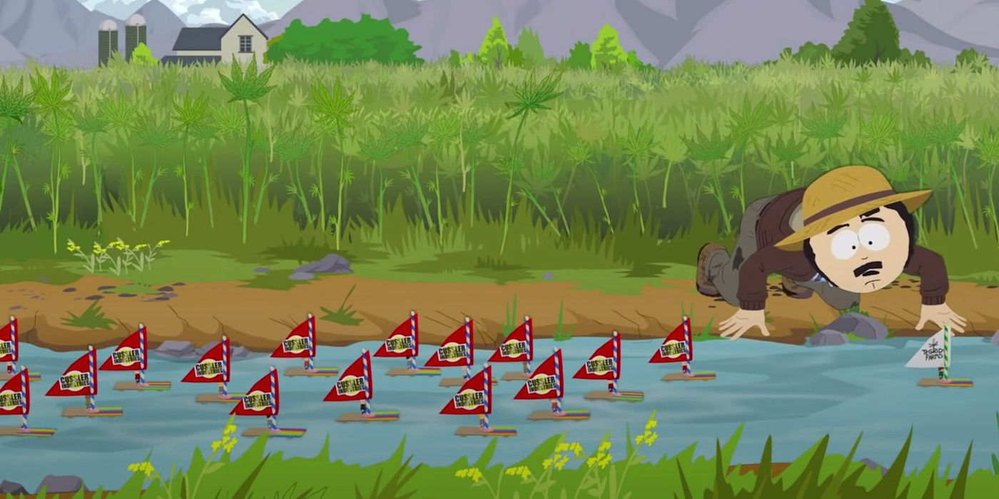 Randy Marsh examines sailboats in South Park: The Streaming Wars