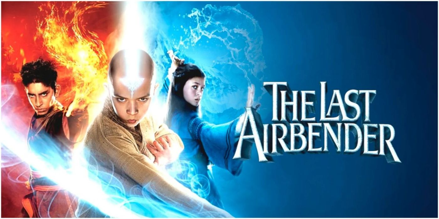 Aang, Zuko, and Katara bending their respective elements in the live-action Avatar: The Last Airbender.