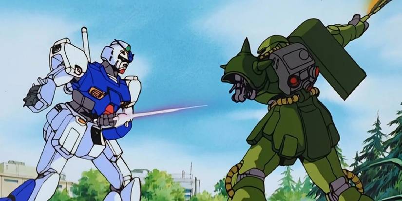 Christina e Bernie lutam na guerra de Gundam 0080 no anime do bolso