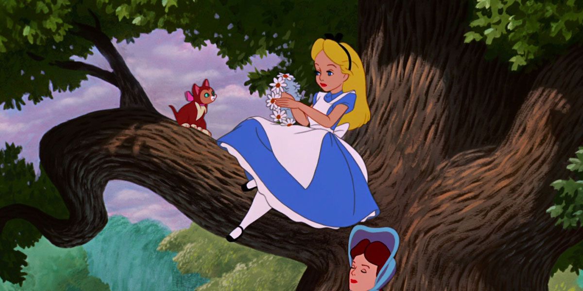 Alice and Alice's Sister in Alice In Wonderland.