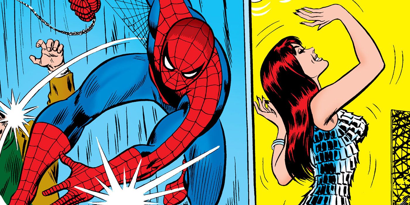 Spider-Man fights bad guys while Mary Jane dances