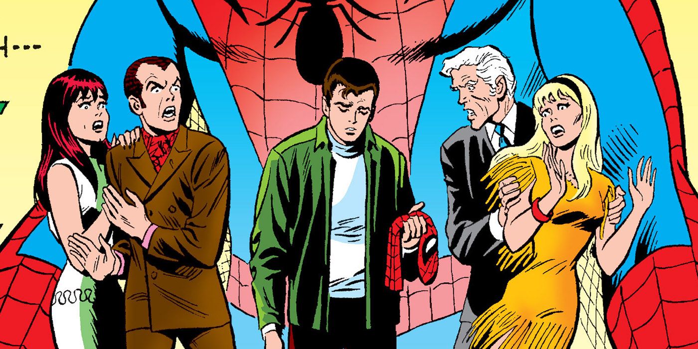 Peter reveals he's Spider-Man to Harry, Mary Jane, Gwen and Captain Stacy